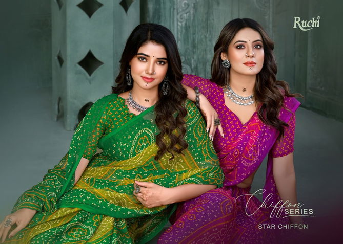 Star Chiffon 131 Bandhani Printed Daily Wear Sarees Catalog